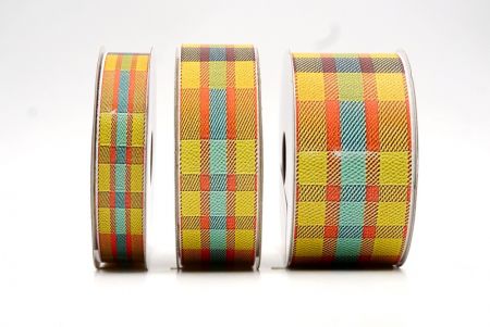 Y26 Novus Designatio Plaid Vitta-1 - Mustardum, Urens Aurantiacum, et Teal Retro Plaid Vitta